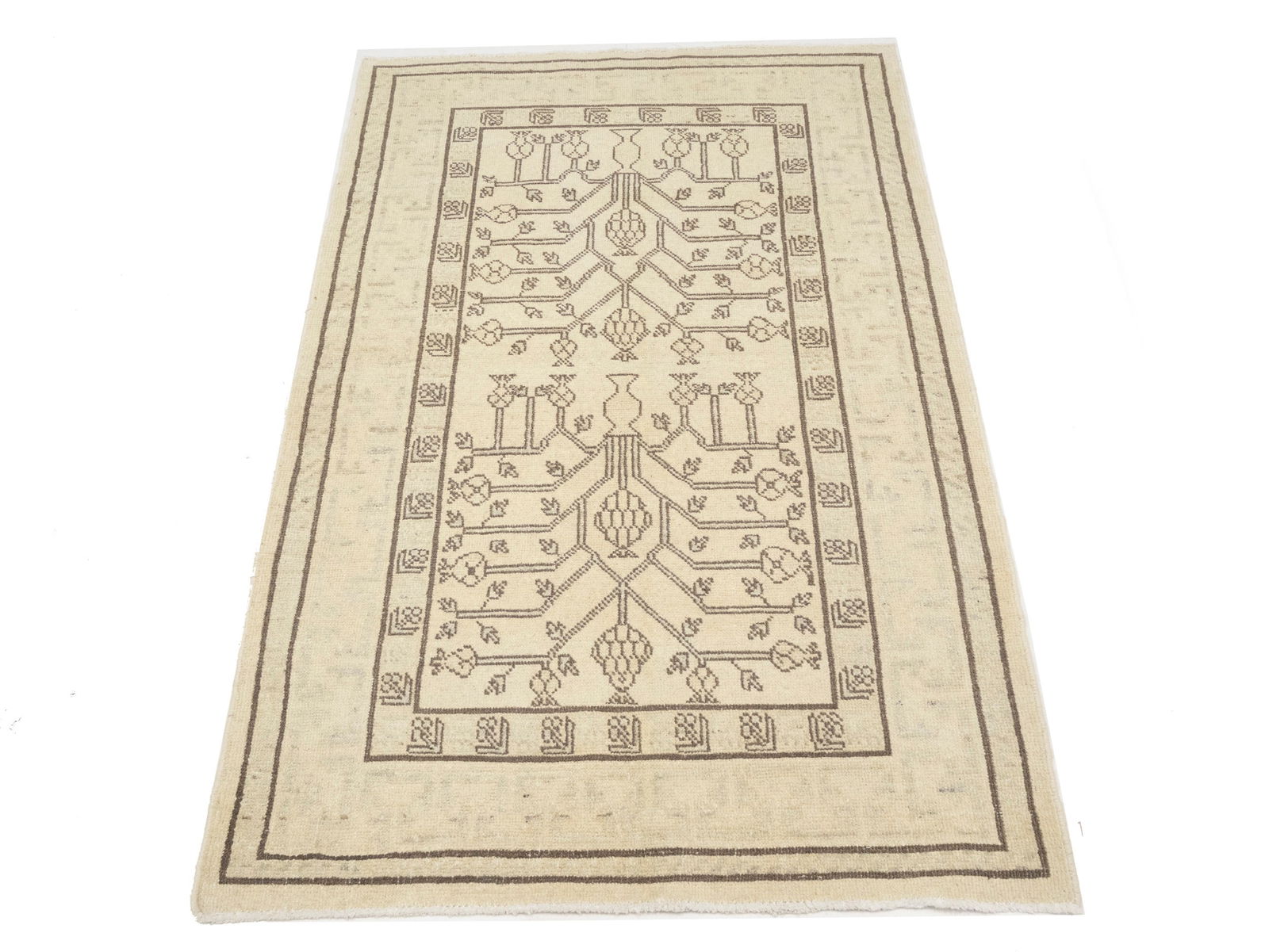 Vintage Beige Classic 3X5 Tabriz Persian Rug - 11