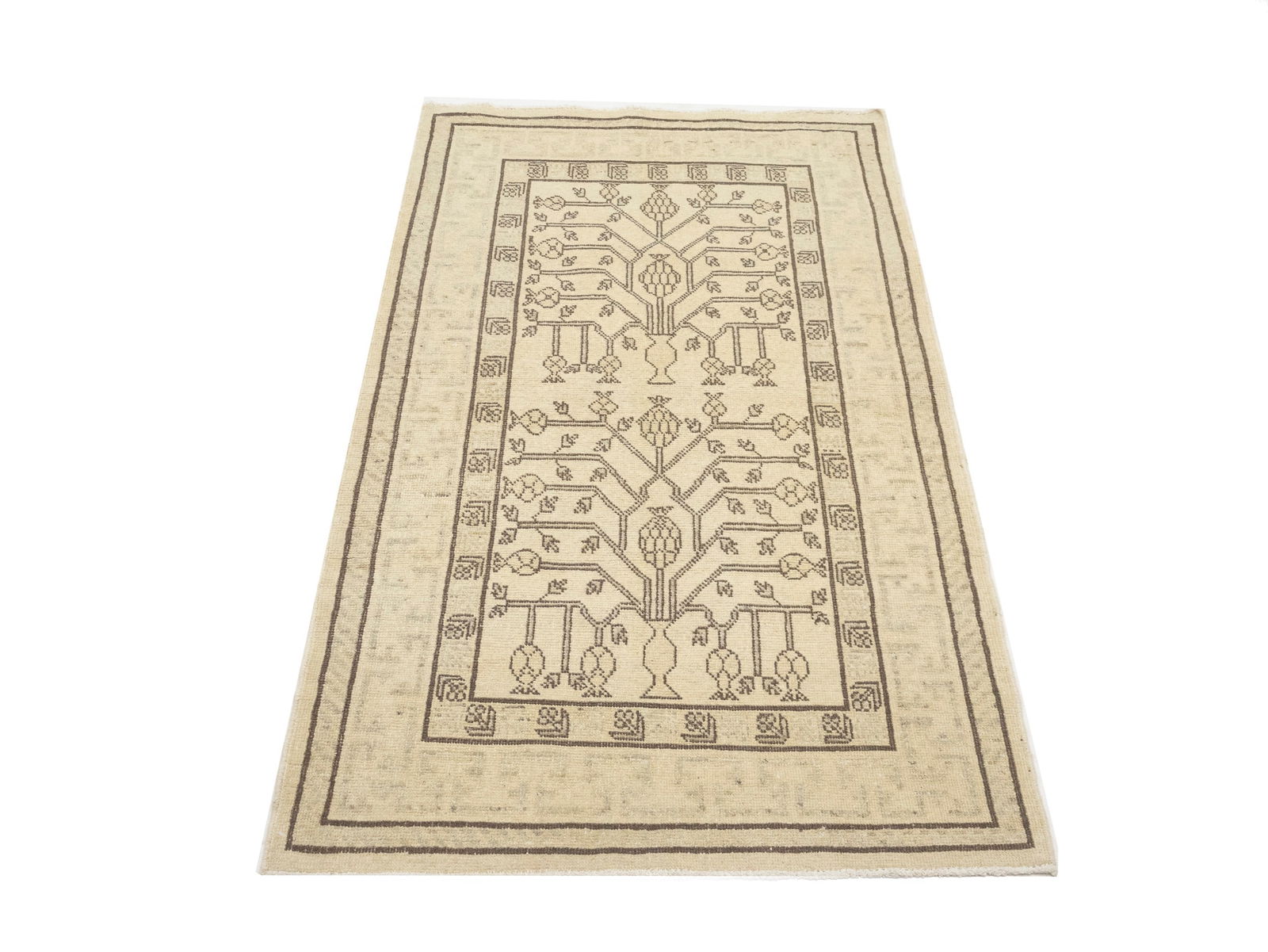 Vintage Beige Classic 3X5 Tabriz Persian Rug - 2