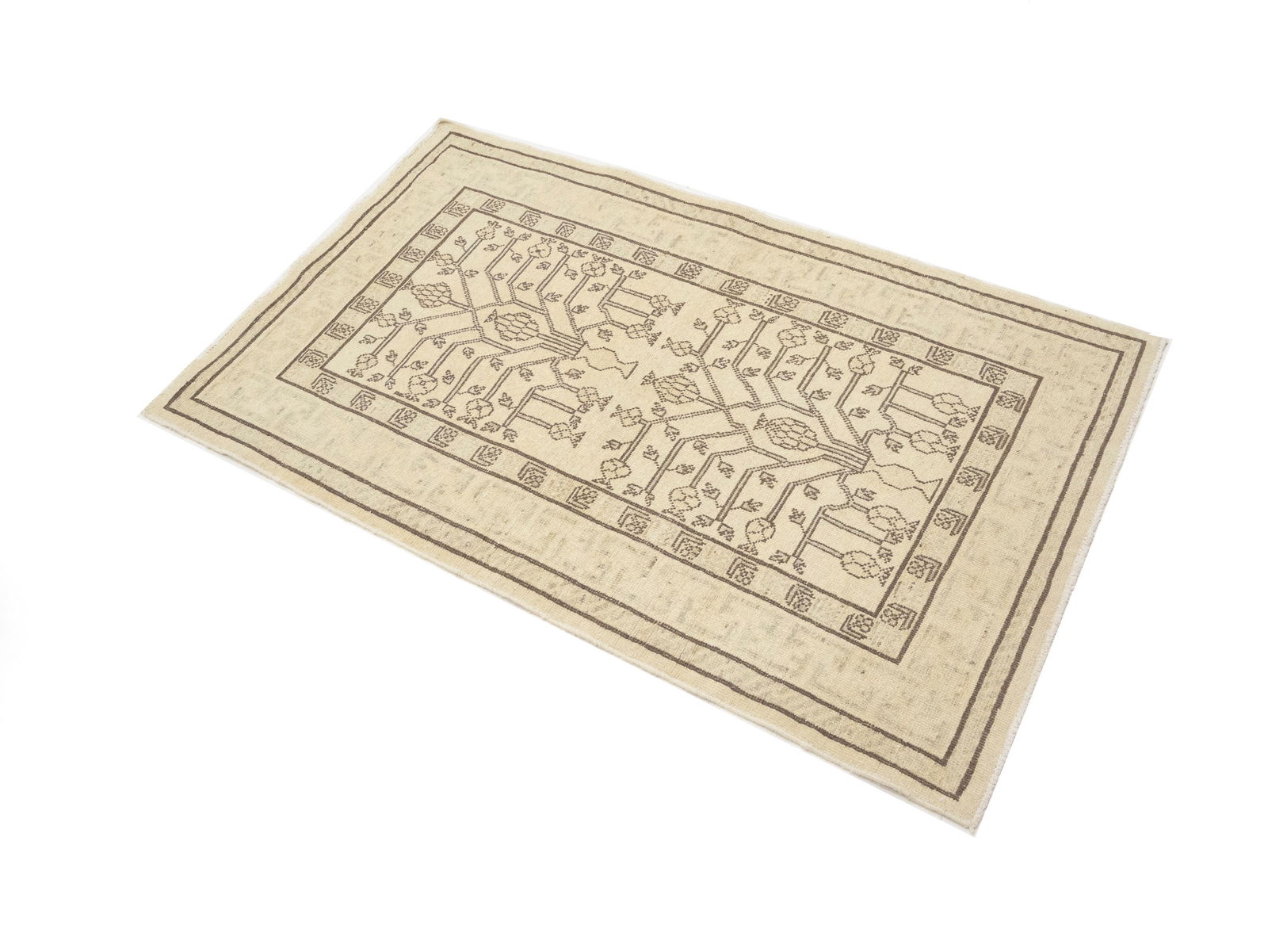 Vintage Beige Classic 3X5 Tabriz Persian Rug - 3