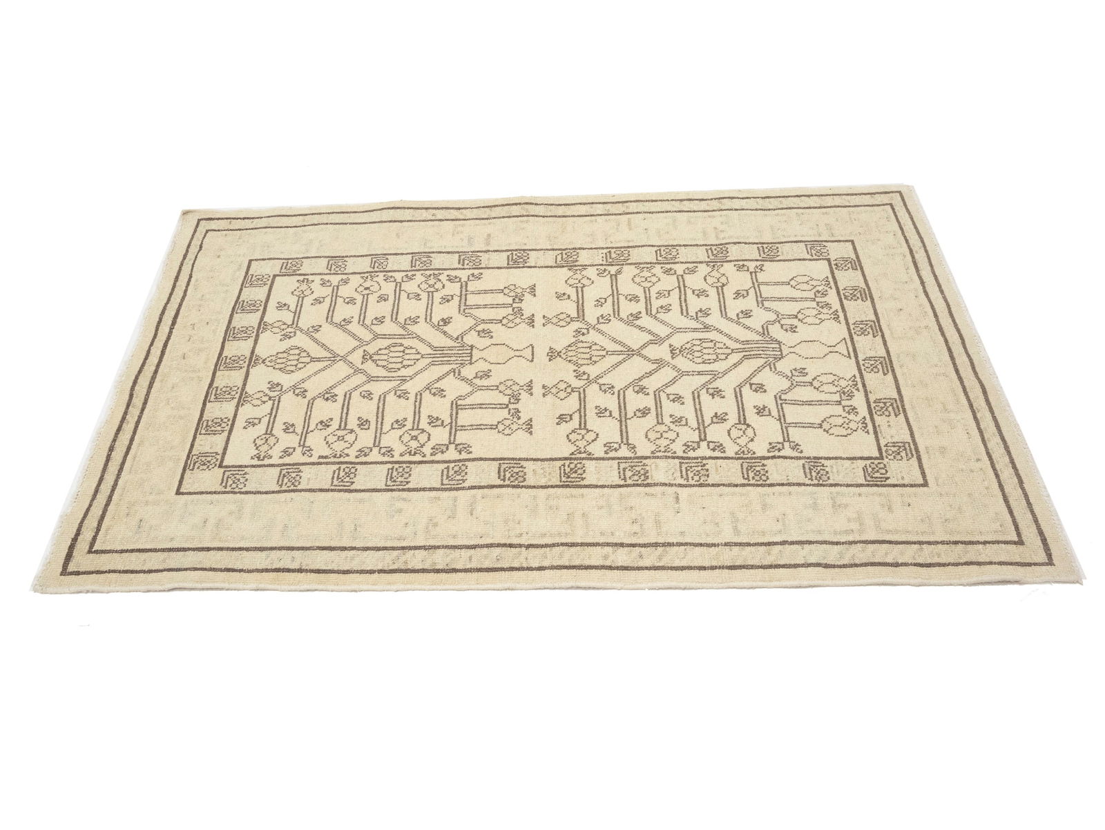 Vintage Beige Classic 3X5 Tabriz Persian Rug - 5