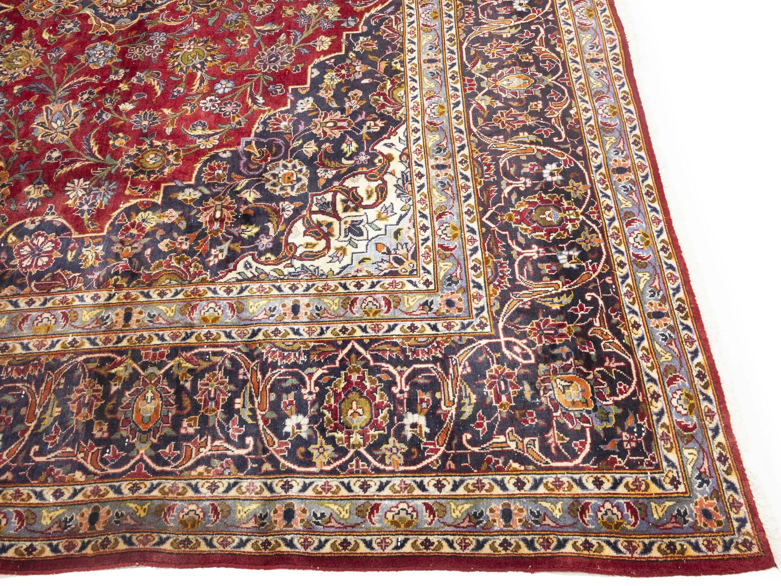 Semi Antique Red Traditional 10X13 Kashan Persian Oriental Rug - 9