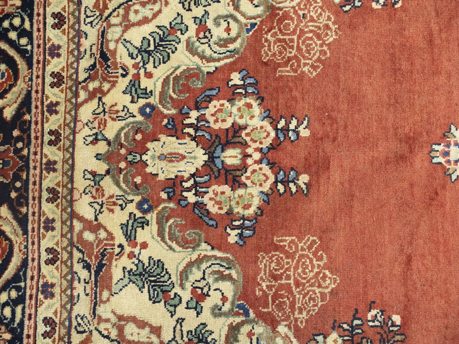 Semi Antique Rusty Red Floral 10X13 Mahal Persian Rug - 11