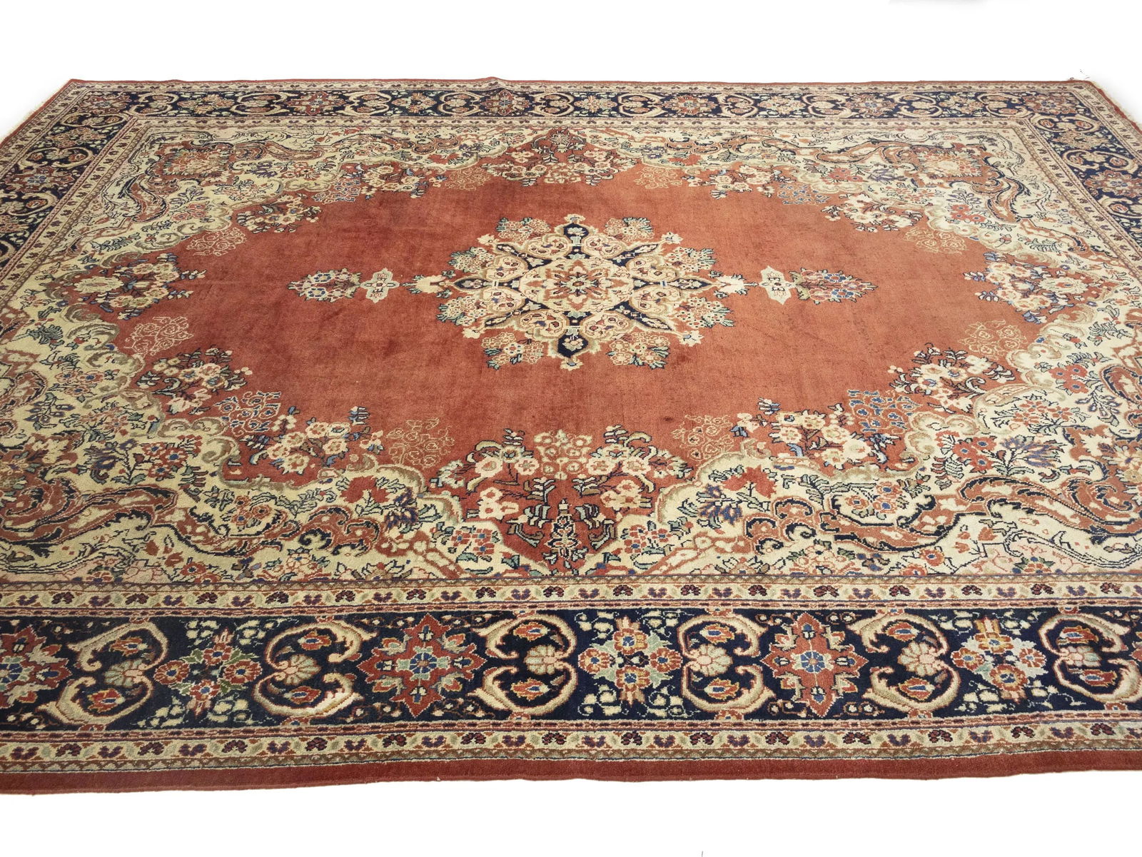Semi Antique Rusty Red Floral 10X13 Mahal Persian Rug - 6