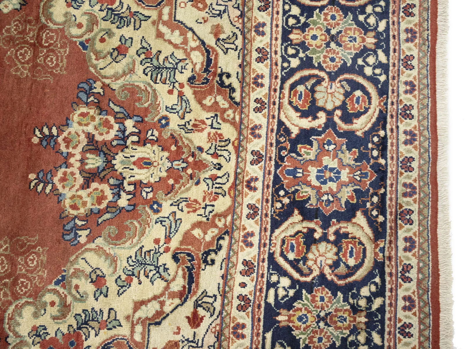 Semi Antique Rusty Red Floral 10X13 Mahal Persian Rug - 9