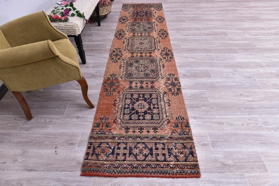 2'7'' x 11'7'' Handmade Vintage Wool Rug - 244402 - 3