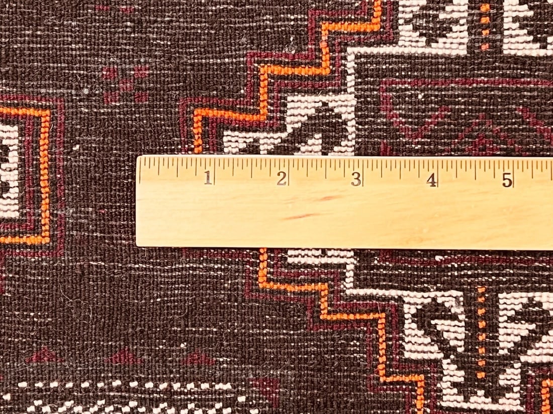 Antique Persian Hand Knotted Balouch Tribal Mahogany Wool Oriental Area Rug 3'9" x 7'5" - 9