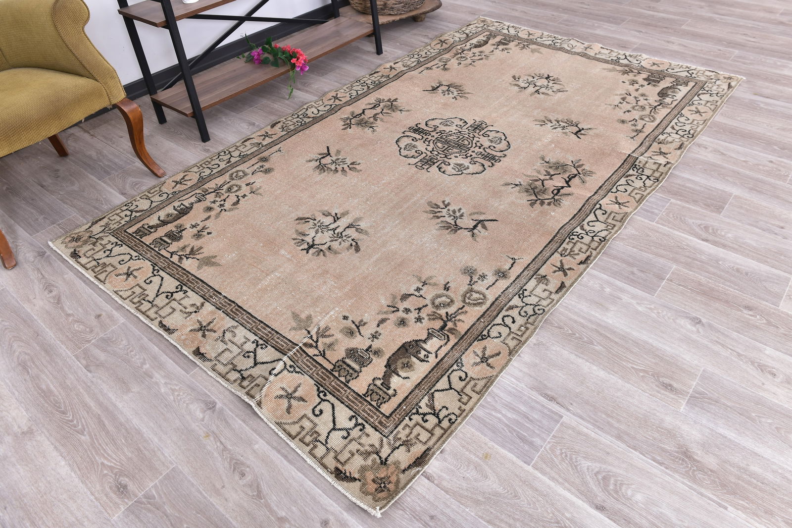 5'2'' x 8'6'' Handmade Vintage Wool Rug - 240826 - 2