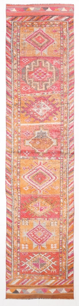 2'7'' x 12'1'' Vintage Wool Runner Rug - 23759: Title: 2'7'' x 12'1'' Vintage Wool Runner Rug - 23759 Description:2'7'' x 12'1'' Vintage Wool Runner Rug - 23759 Origin:Turkiye Date/Period:1960-90 Materials:Wool,Cotton Dimension:2'7''x12'1'' ft, 80x