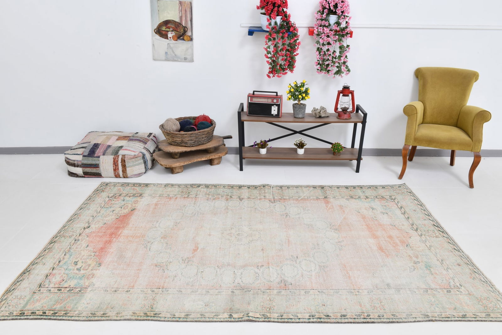 5'8'' x 9'3'' Handmade Vintage Wool Rug - 20715 - 5