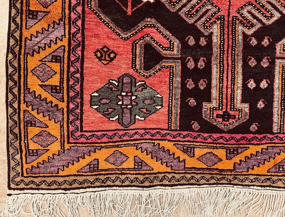 Antique Persian Hamedan Hand-Knotted Navy Geometric Wool Area Rug 4'11"x9'5" - 8