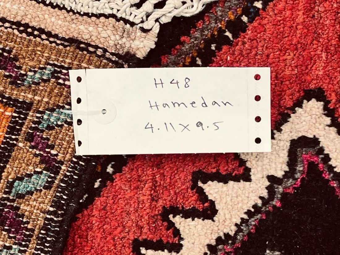 Antique Persian Hamedan Hand-Knotted Navy Geometric Wool Area Rug 4'11"x9'5" - 9