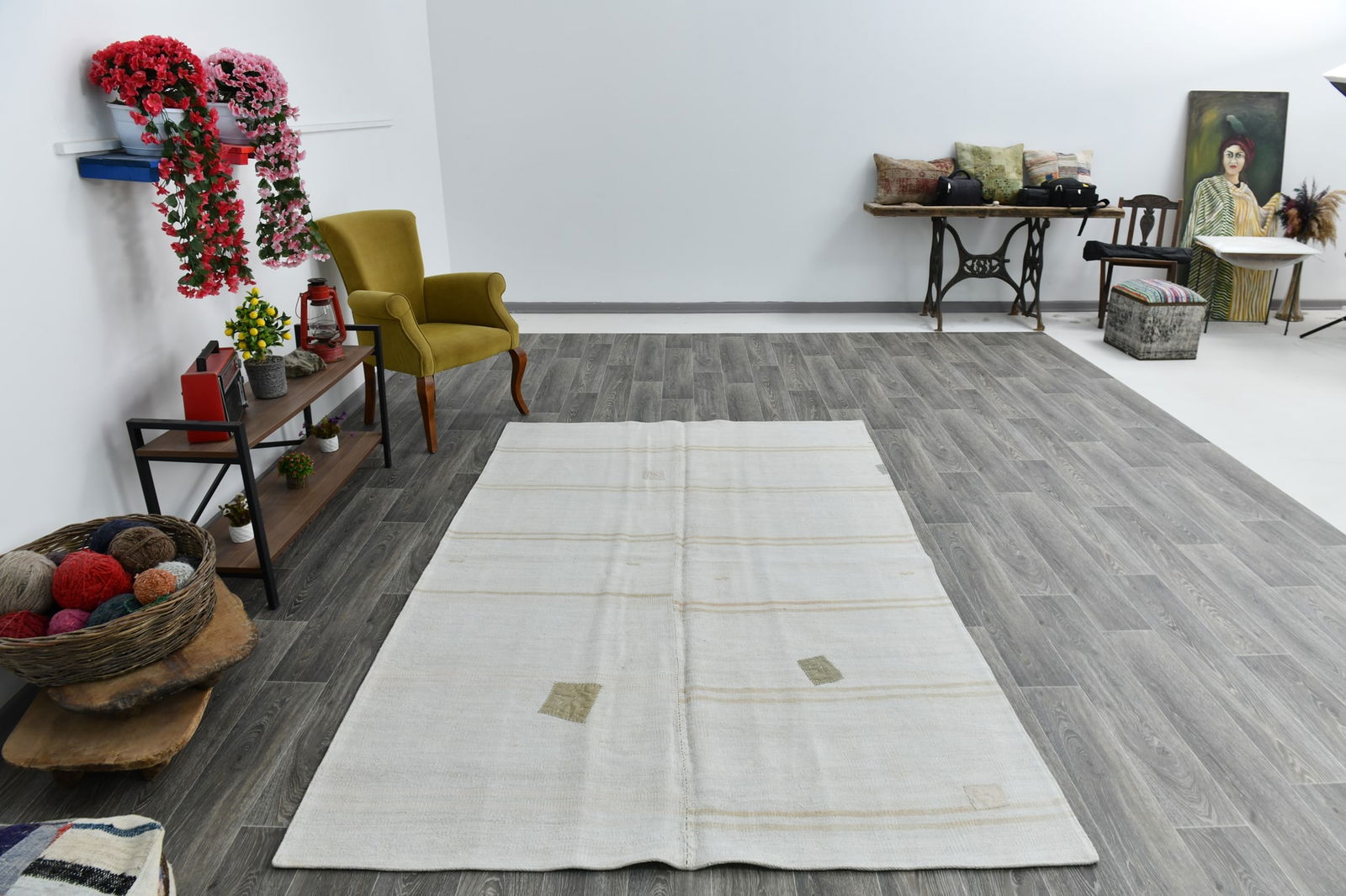 5'7'' x 9'0'' Turkish Vintage Hemp Rug - 53292 - 8