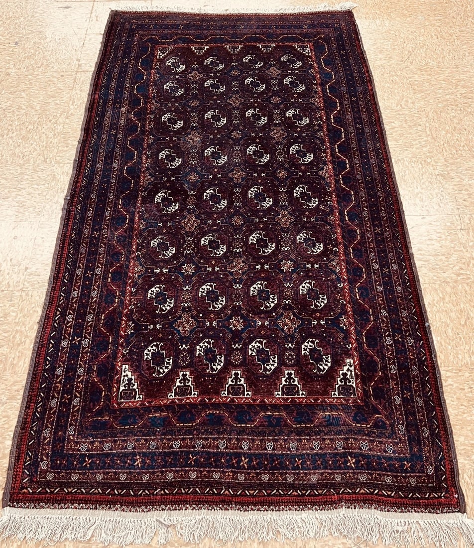Hand Knotted Antique Persian Balouch Geometric Tribal Oriental Area Rug 4'2" x 7'11" - 12