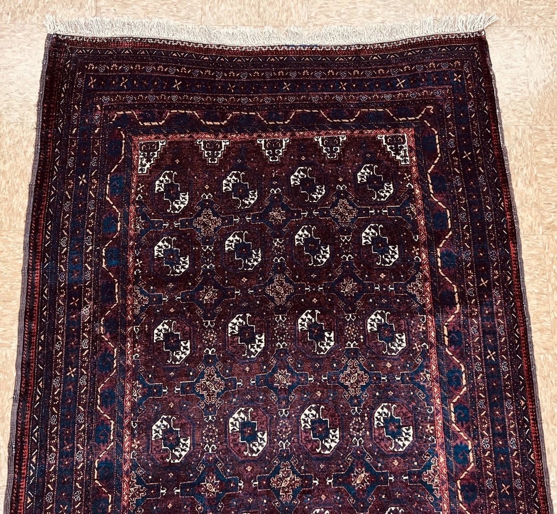 Hand Knotted Antique Persian Balouch Geometric Tribal Oriental Area Rug 4'2" x 7'11" - 4