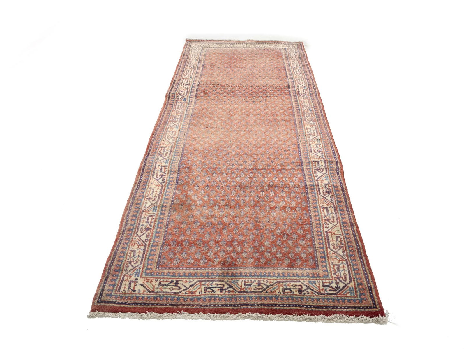 Vintage Orange-red Tribal 4X10 Botemir Persian Runner Rug - 2