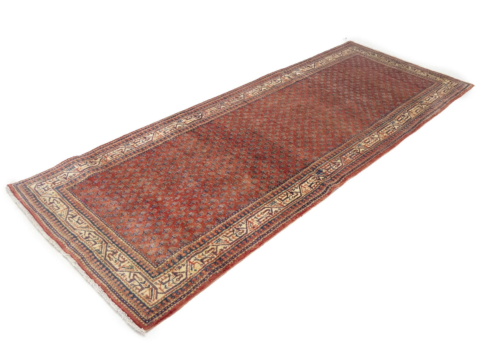 Vintage Orange-red Tribal 4X10 Botemir Persian Runner Rug - 4