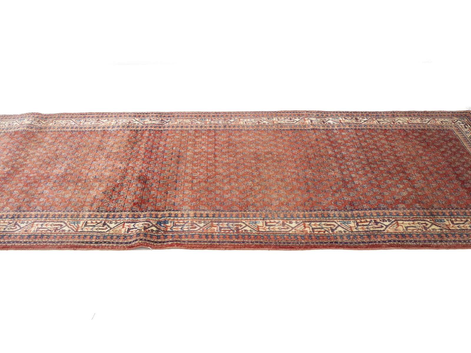 Vintage Orange-red Tribal 4X10 Botemir Persian Runner Rug - 6