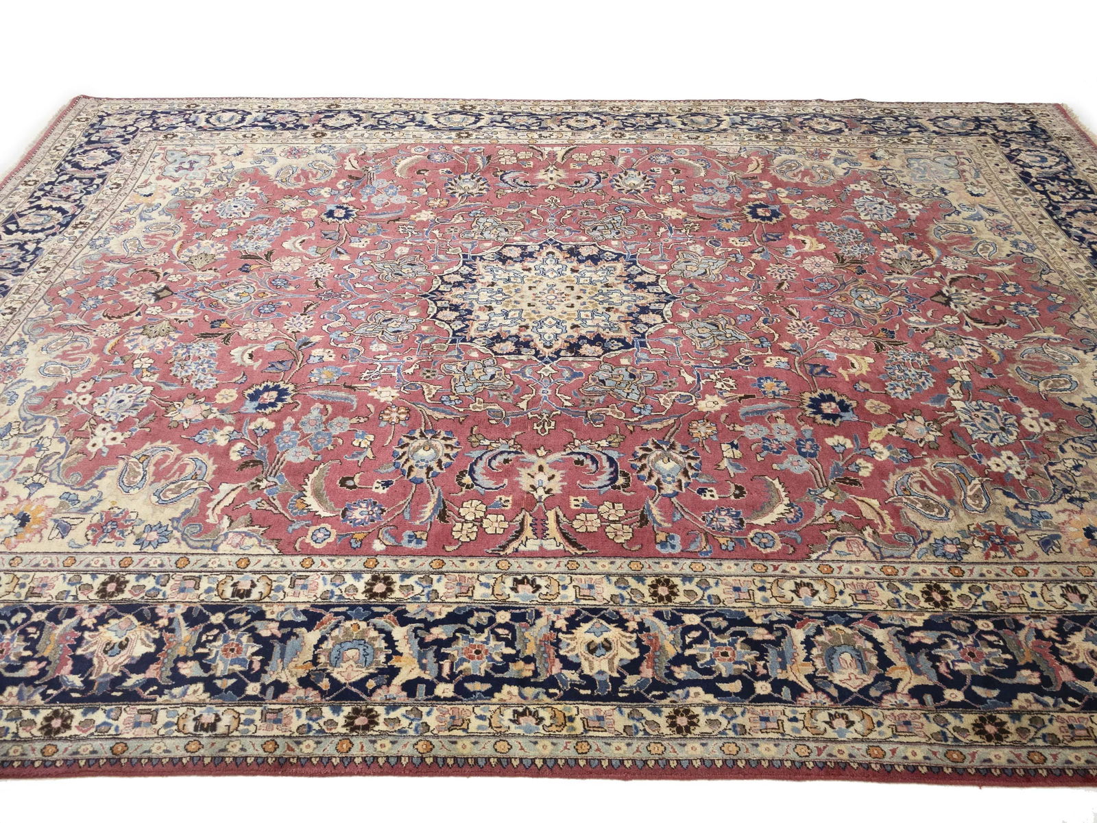 Semi Antique Maroon Red Traditional 9'8X12'5 Mashad Persian Rug - 6