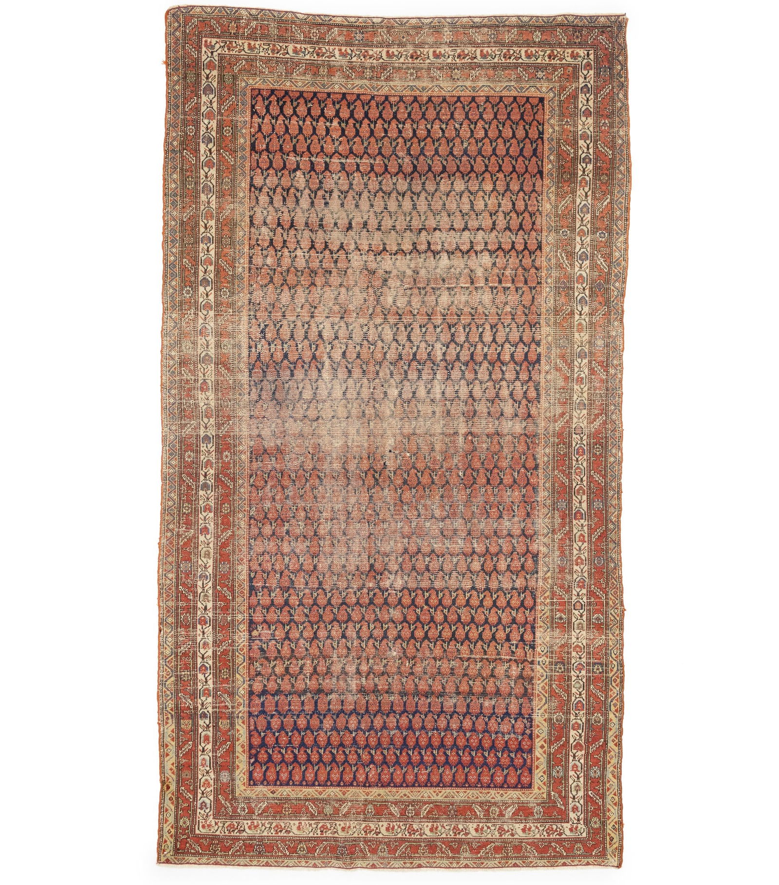Antique Orange-red Tribal 5X9'7 Malayer Persian Runner Rug: Title: Antique Orange-red Tribal 5X9'7 Malayer Persian Runner Rug Description:Hand Knotted antique 5X9'7 orange-red runner made with vegetable dyes (fine wool pile and cotton foundation), exceptional