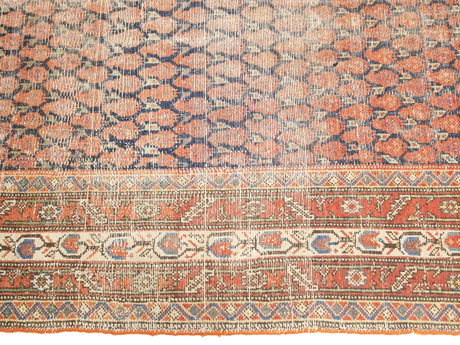 Antique Orange-red Tribal 5X9'7 Malayer Persian Runner Rug - 6
