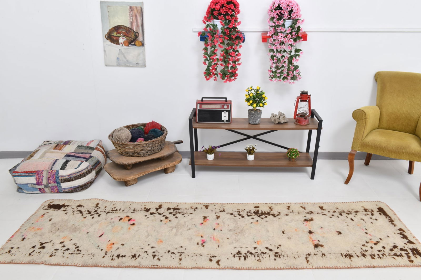 2'7'' x 9'6'' Vintage Felt Rug in Wool - 19988 - 5