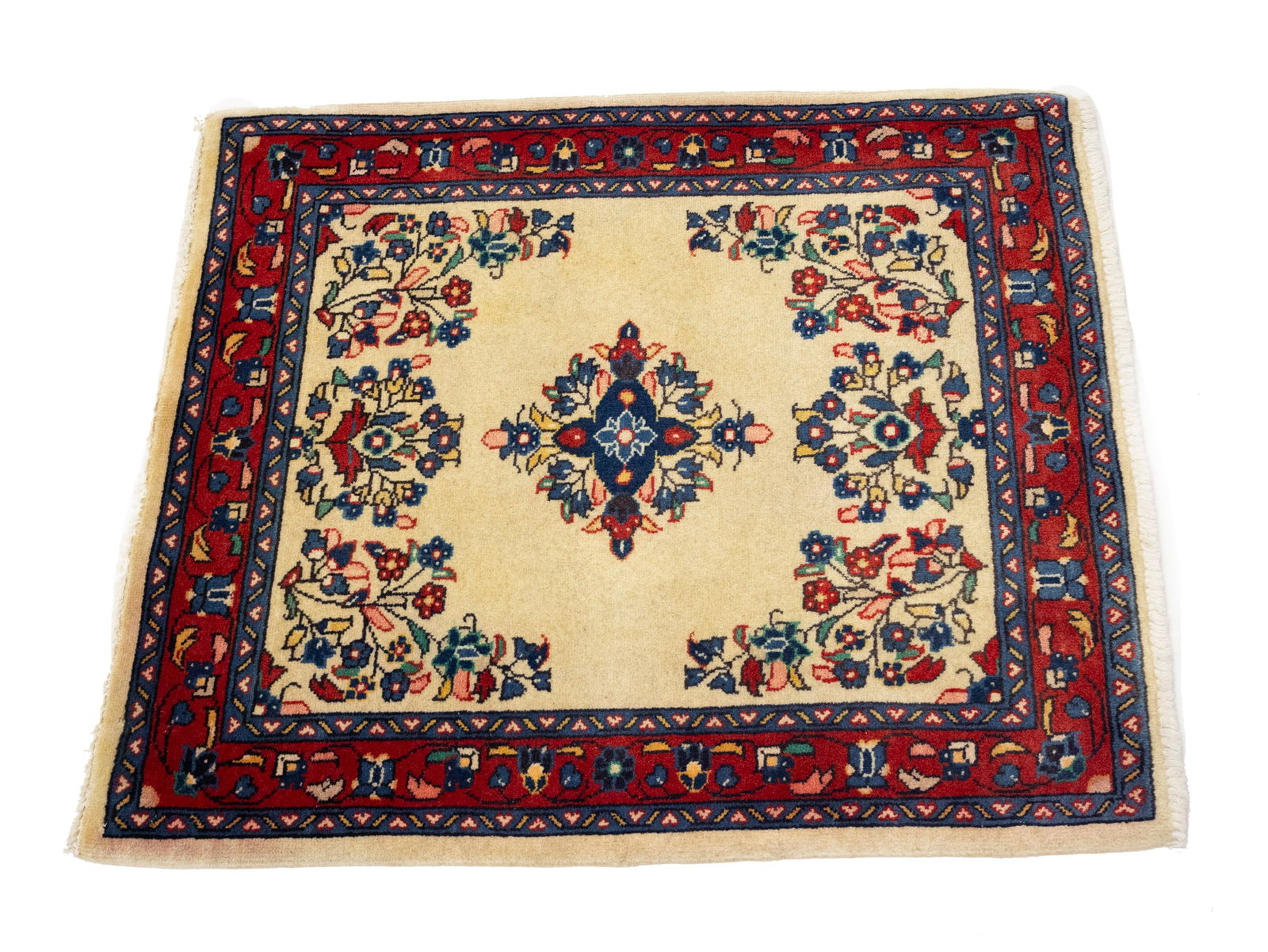 Vintage Cream Floral 2'3X2'7 Sarouk Persian Rug - 4