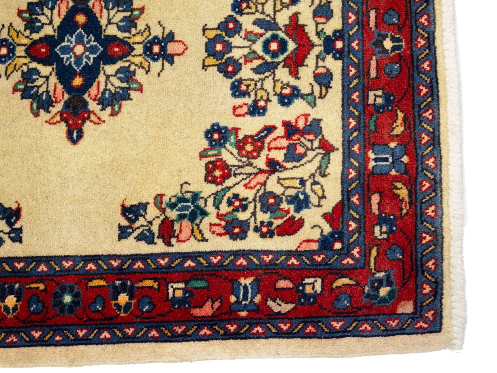 Vintage Cream Floral 2'3X2'7 Sarouk Persian Rug - 6