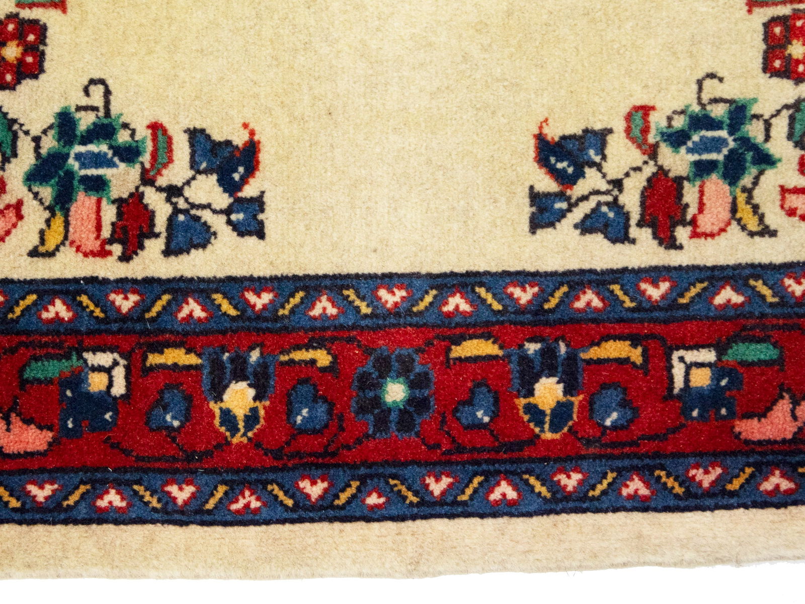 Vintage Cream Floral 2'3X2'7 Sarouk Persian Rug - 8