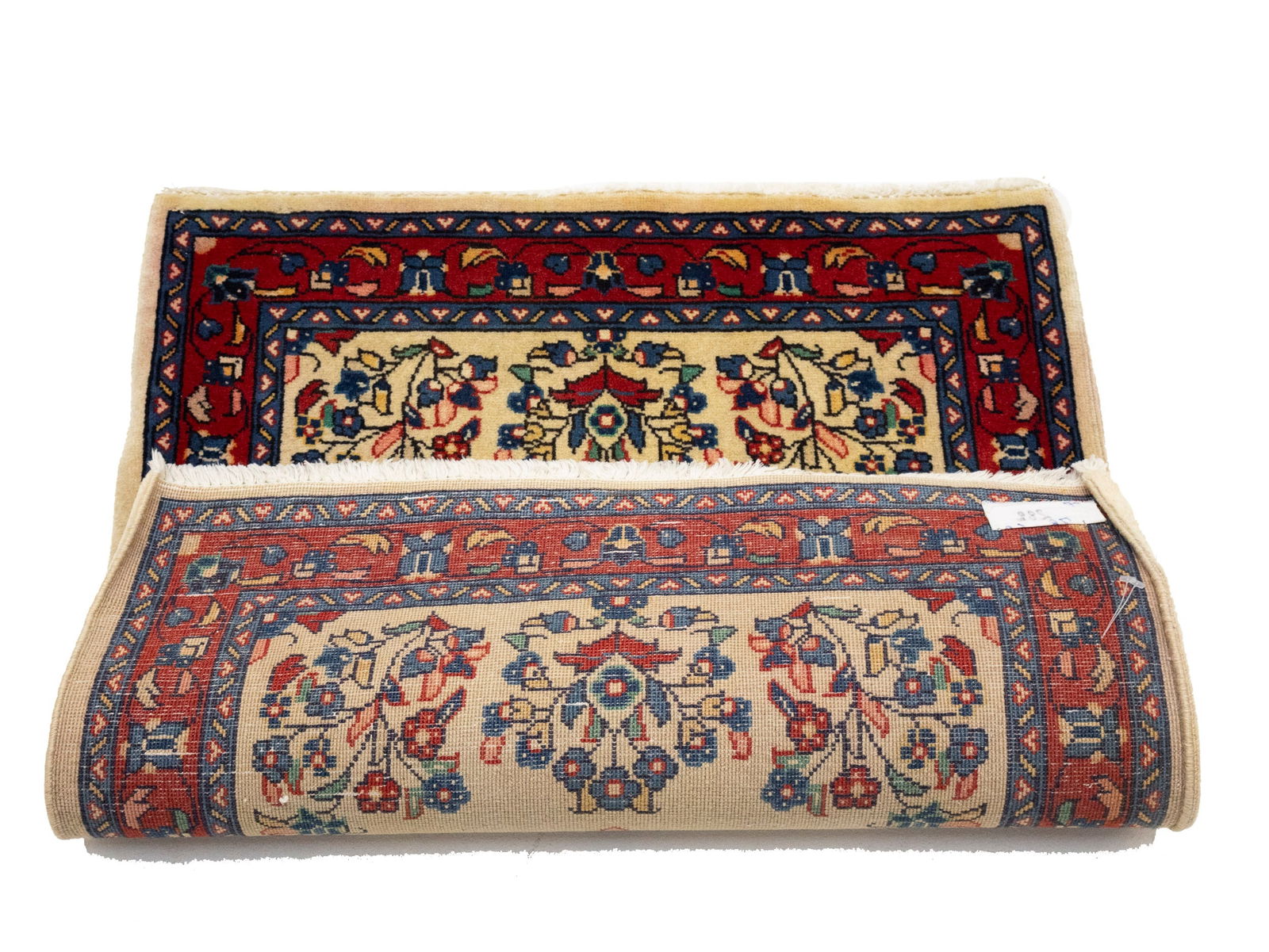 Vintage Cream Floral 2'3X2'7 Sarouk Persian Rug - 9