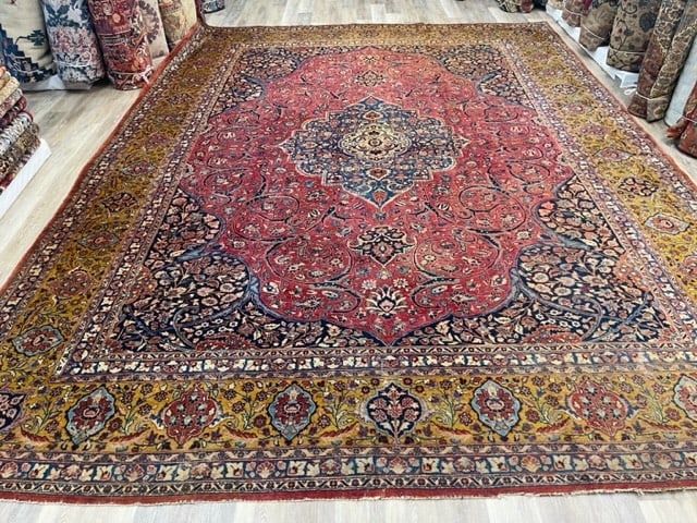Antique large size Persian Tabriz rug-1155: Title:Antique large size Persian Tabriz rug-1155 Description:Antique Persian large size tabriz rug, from northwest Persia, size 11 ft. 6 inches by 15 ft. 5 inches, circa 1920, very good condition with