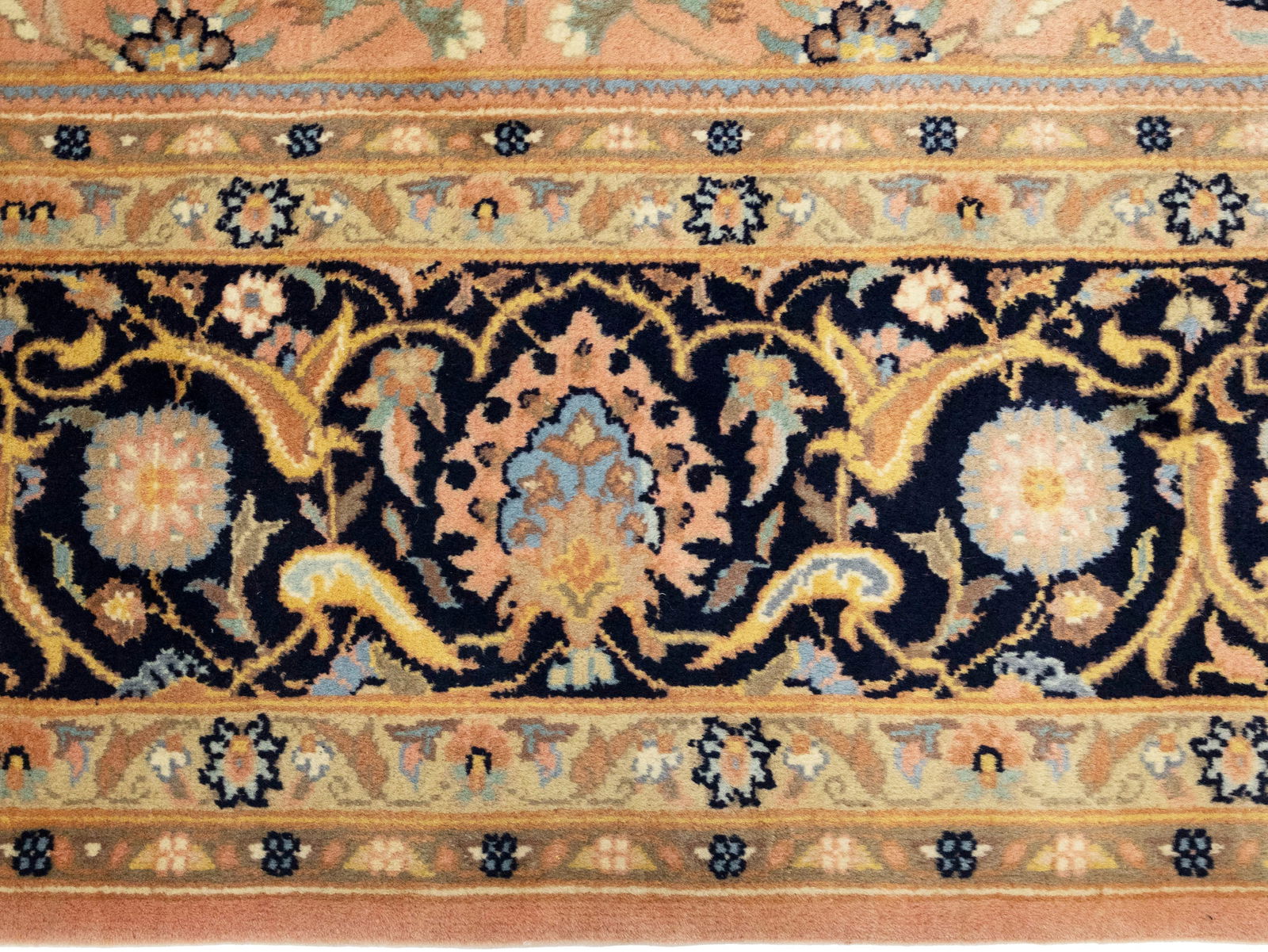 Light Salmon Floral 9X12 Indo-Kashan Vintage Oriental Rug - 10