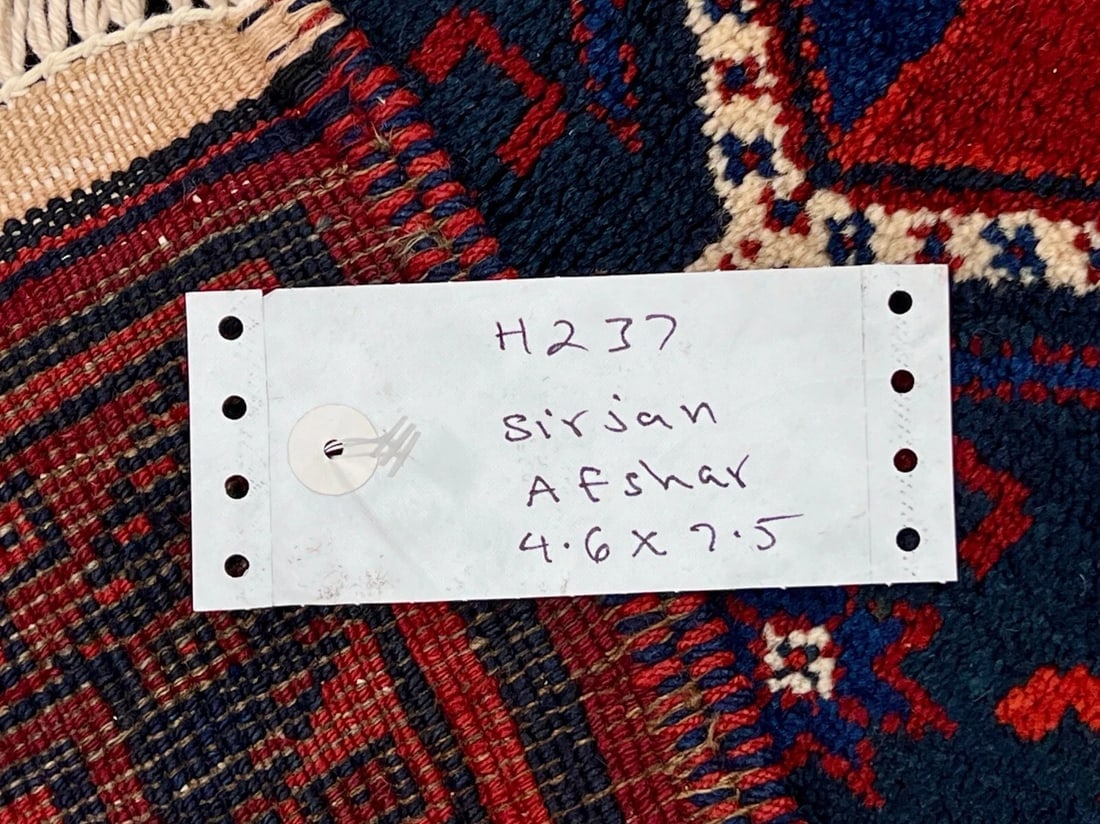 Hand-Knotted Persian Sirjan Antique Red Blue Wool Oriental Tribal Area Rug 4'6" x 7'5" - 11