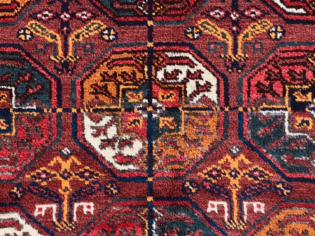 Antique Persian Balouch Hand Knotted Tribal Maroon Wool Oriental Area Rug 4'1" x 6'7" - 8