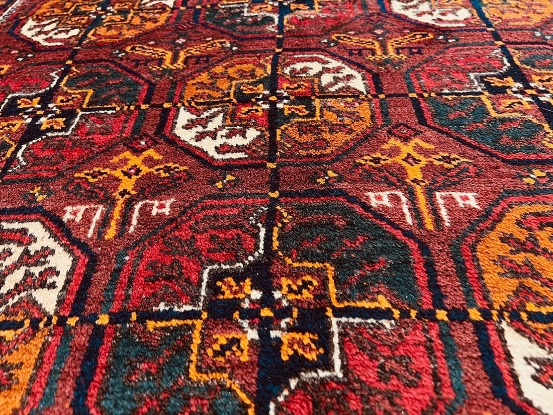 Antique Persian Balouch Hand Knotted Tribal Maroon Wool Oriental Area Rug 4'1" x 6'7" - 9