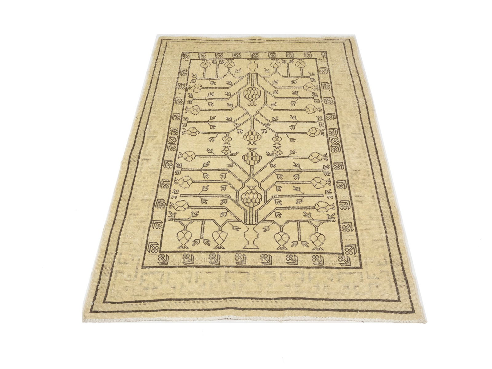 Vintage Beige Classic 3X5 Tabriz Persian Rug - 10