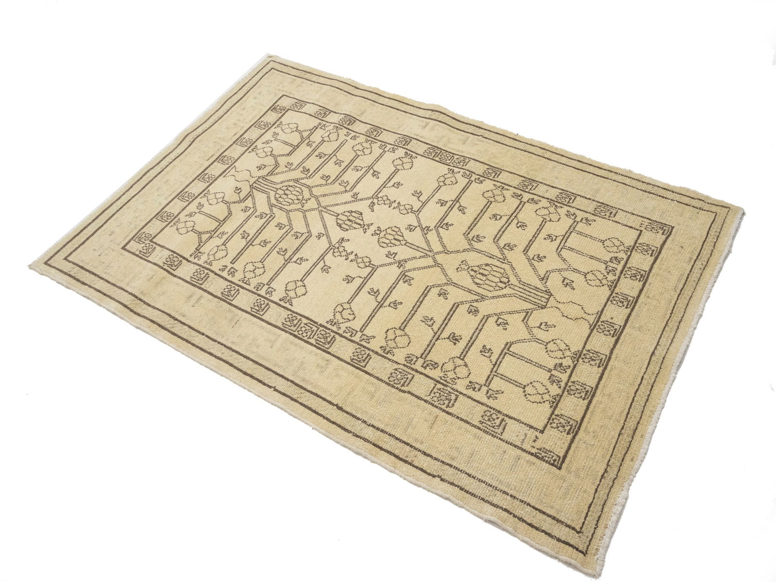 Vintage Beige Classic 3X5 Tabriz Persian Rug - 3