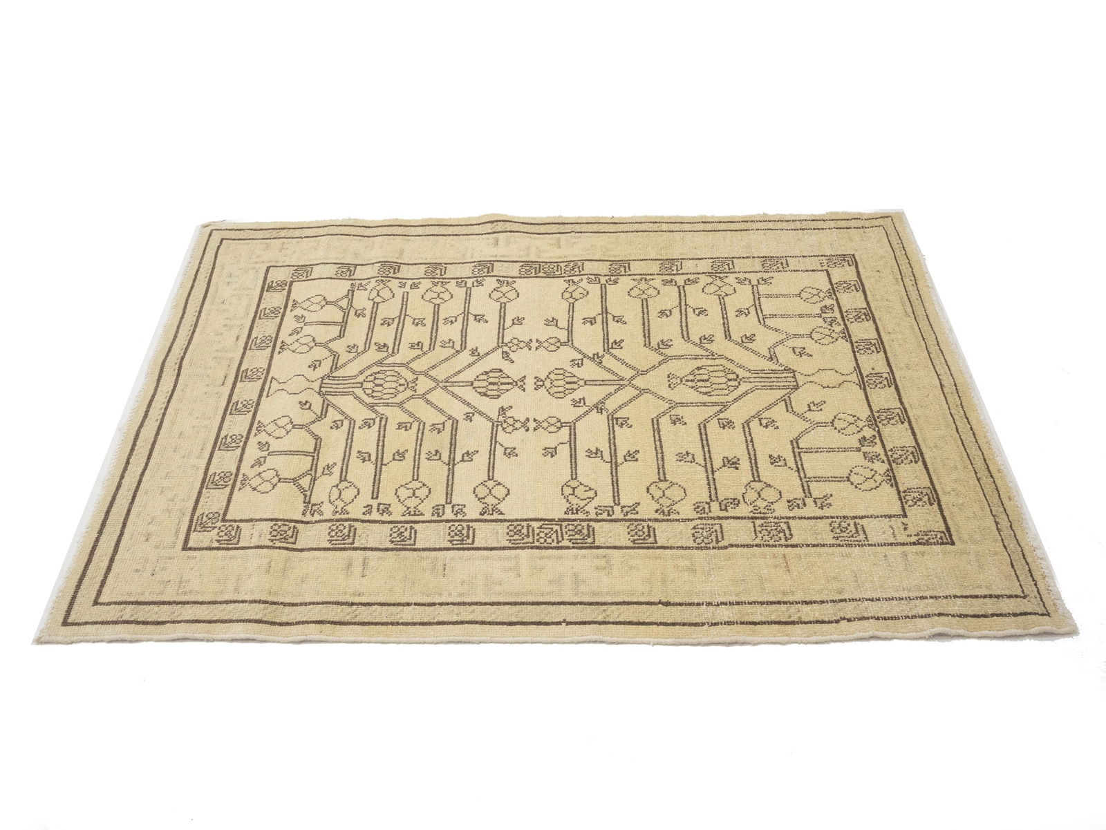 Vintage Beige Classic 3X5 Tabriz Persian Rug - 5