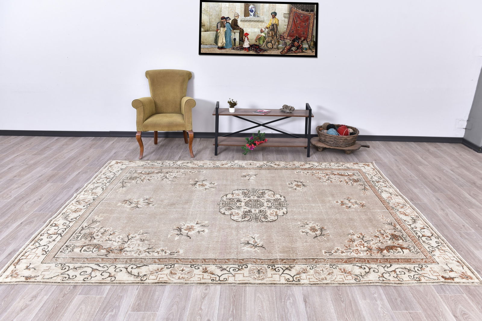 6'9'' x 10'2'' Handmade Vintage Wool Rug - 240870: Title: 6'9'' x 10'2'' Handmade Vintage Wool Rug - 240870 Description:6'9'' x 10'2'' Handmade Vintage Wool Rug - 240870 Origin:Turkiye Date/Period:1960-90 Materials:Wool,Cotton Dimension:6'9''x10'2'' f