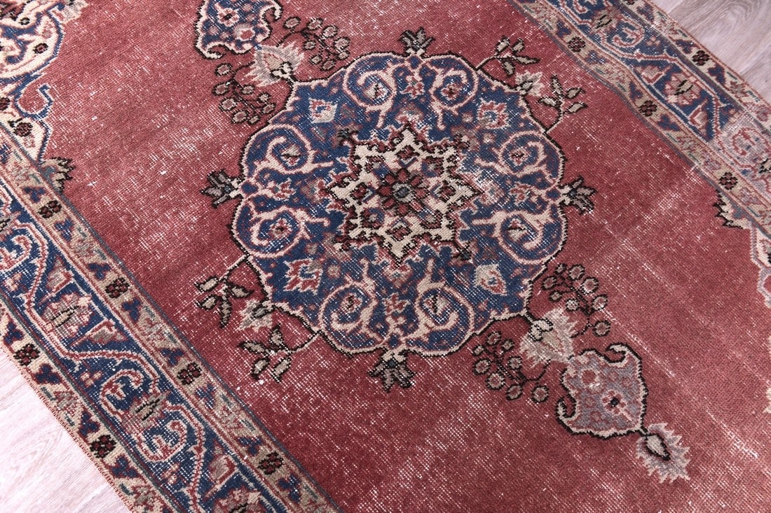 3'10'' x 6'7'' Handmade Vintage Wool Rug - 244429 - 6