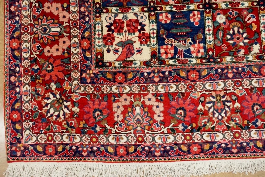 Hand-Knotted Semi-Antique Persian Bakhtiari Wool Tribal Garden Oriental Rug 8'9" x 12'1" - 11