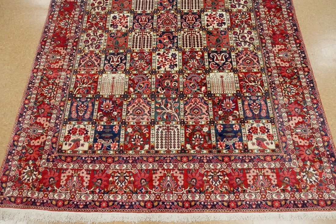 Hand-Knotted Semi-Antique Persian Bakhtiari Wool Tribal Garden Oriental Rug 8'9" x 12'1" - 3