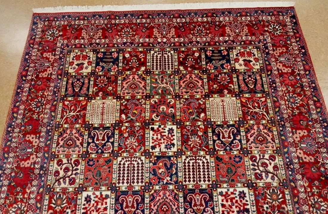 Hand-Knotted Semi-Antique Persian Bakhtiari Wool Tribal Garden Oriental Rug 8'9" x 12'1" - 5