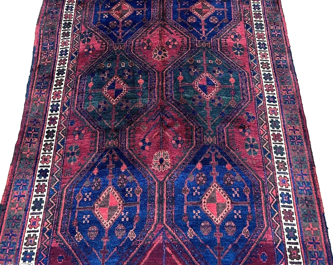 Hand-Knotted Antique Persian Afshar Maroon Wool Tribal Oriental Area Rug 4'2" x 6'5" - 4