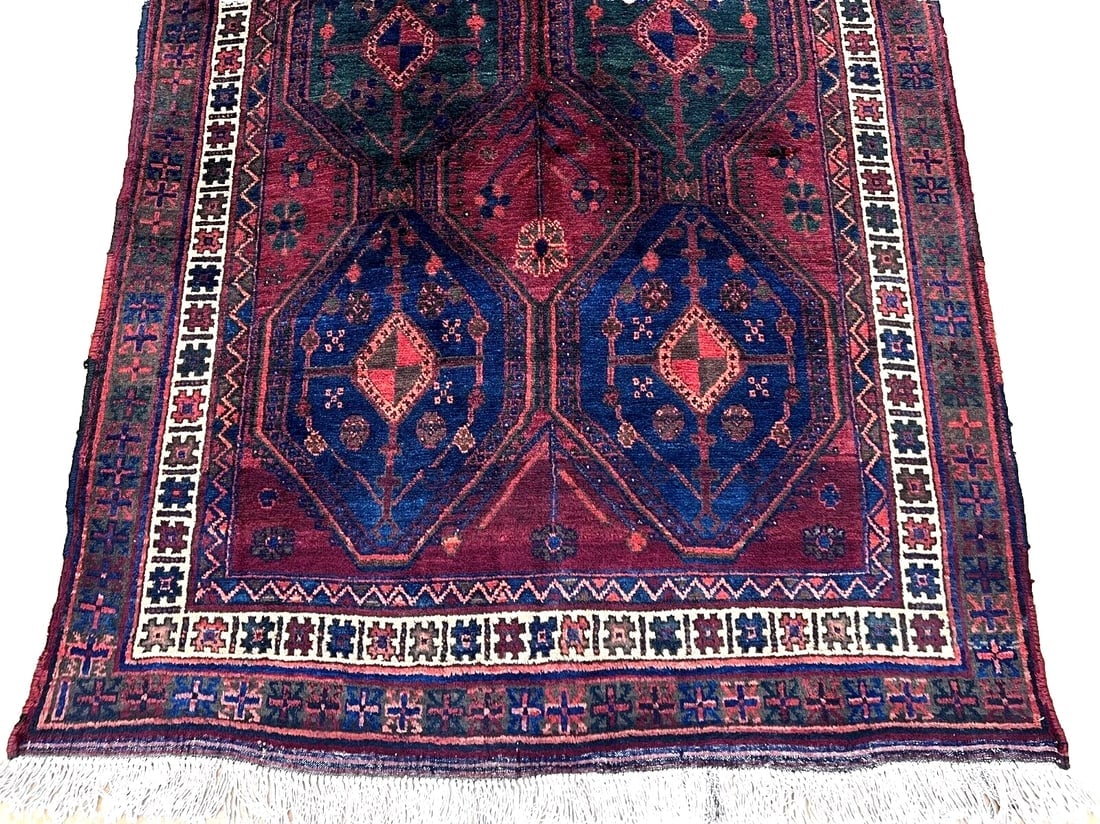 Hand-Knotted Antique Persian Afshar Maroon Wool Tribal Oriental Area Rug 4'2" x 6'5" - 5