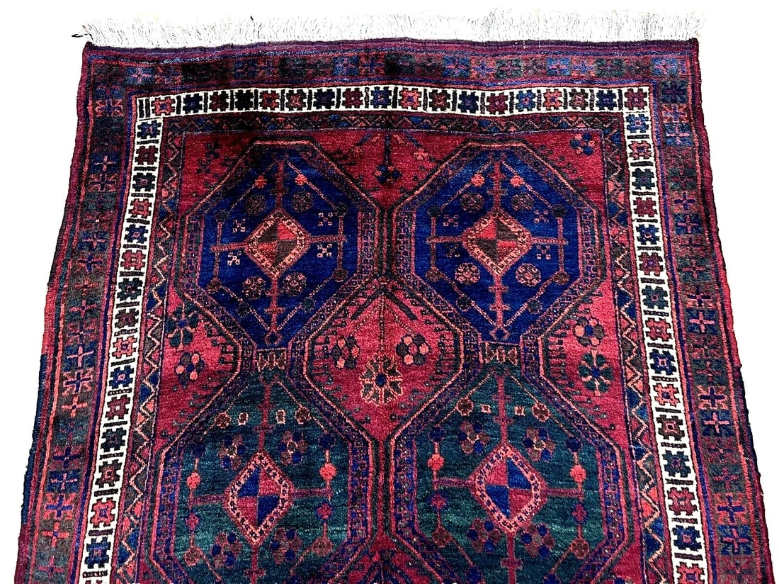 Hand-Knotted Antique Persian Afshar Maroon Wool Tribal Oriental Area Rug 4'2" x 6'5" - 6