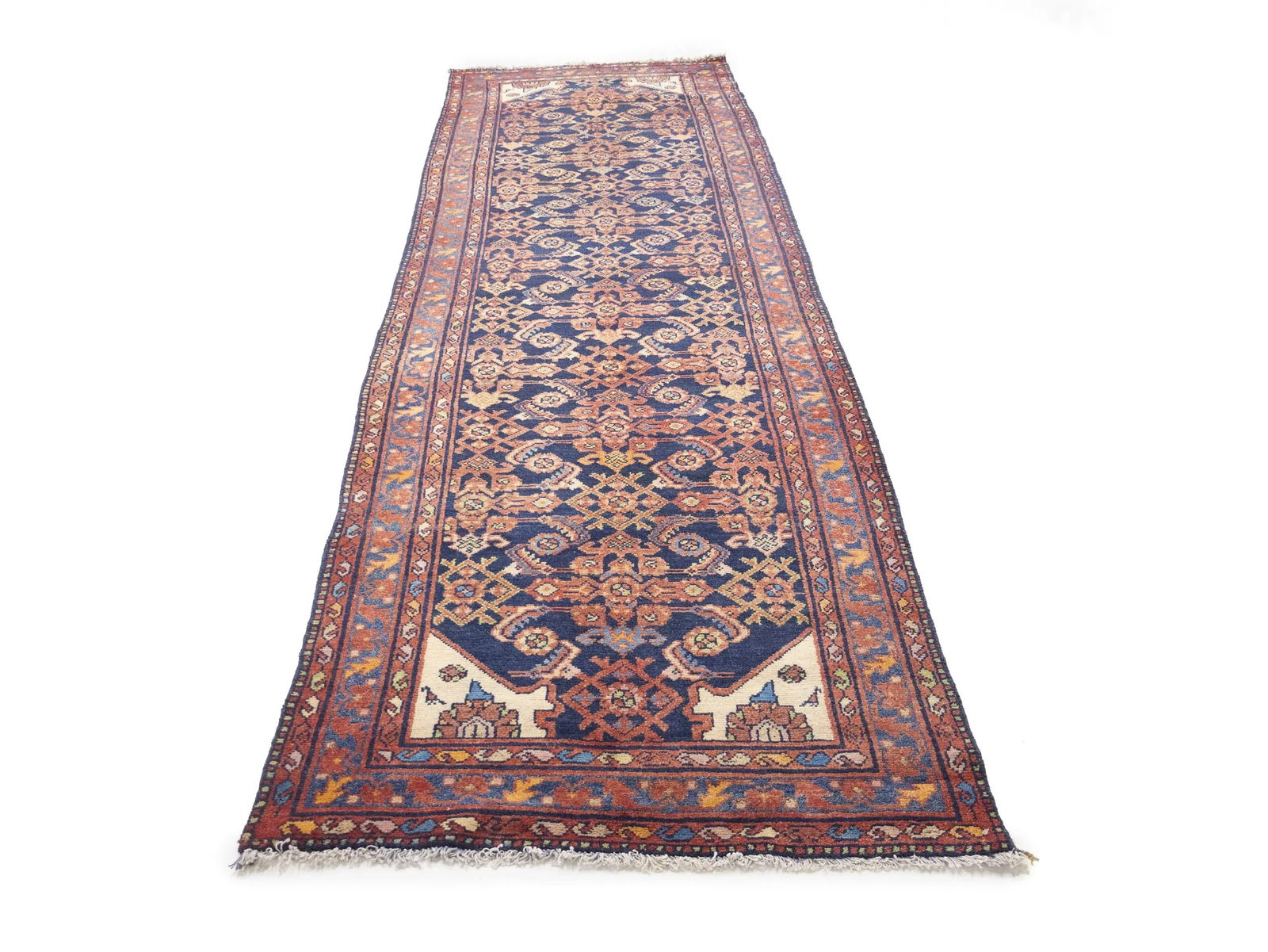 Semi Antique Purple-navy Tribal 3'5X11'5 Malayer Persian Runner Rug - 2