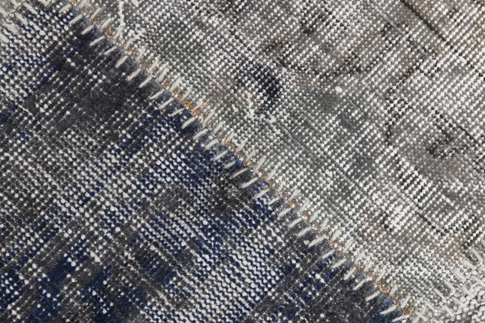 6'7'' x 10'1'' Handmade Vintage Wool Patchwork Rug - 314 - 10