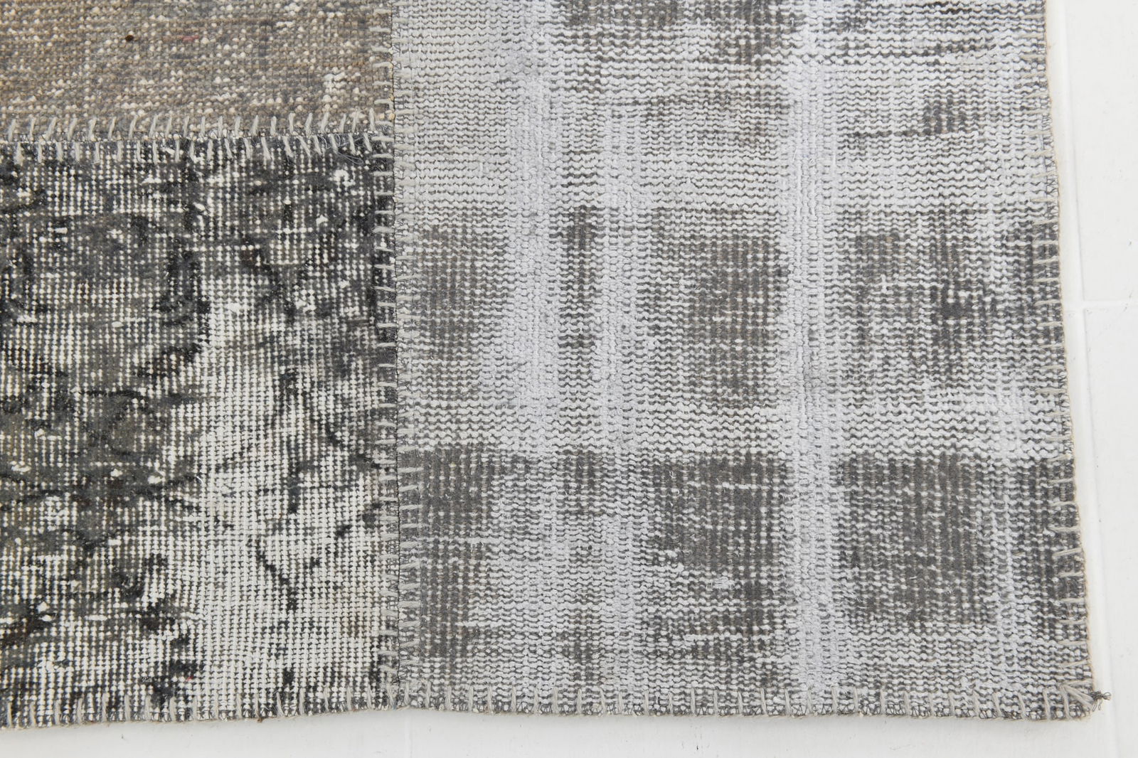 6'7'' x 10'1'' Handmade Vintage Wool Patchwork Rug - 314 - 15