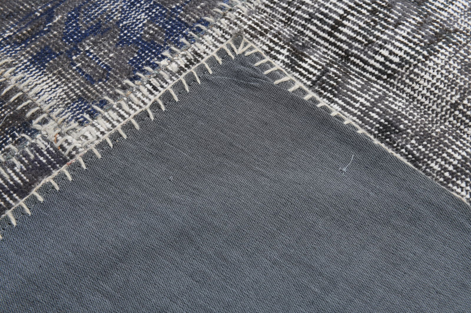 6'7'' x 10'1'' Handmade Vintage Wool Patchwork Rug - 314 - 16