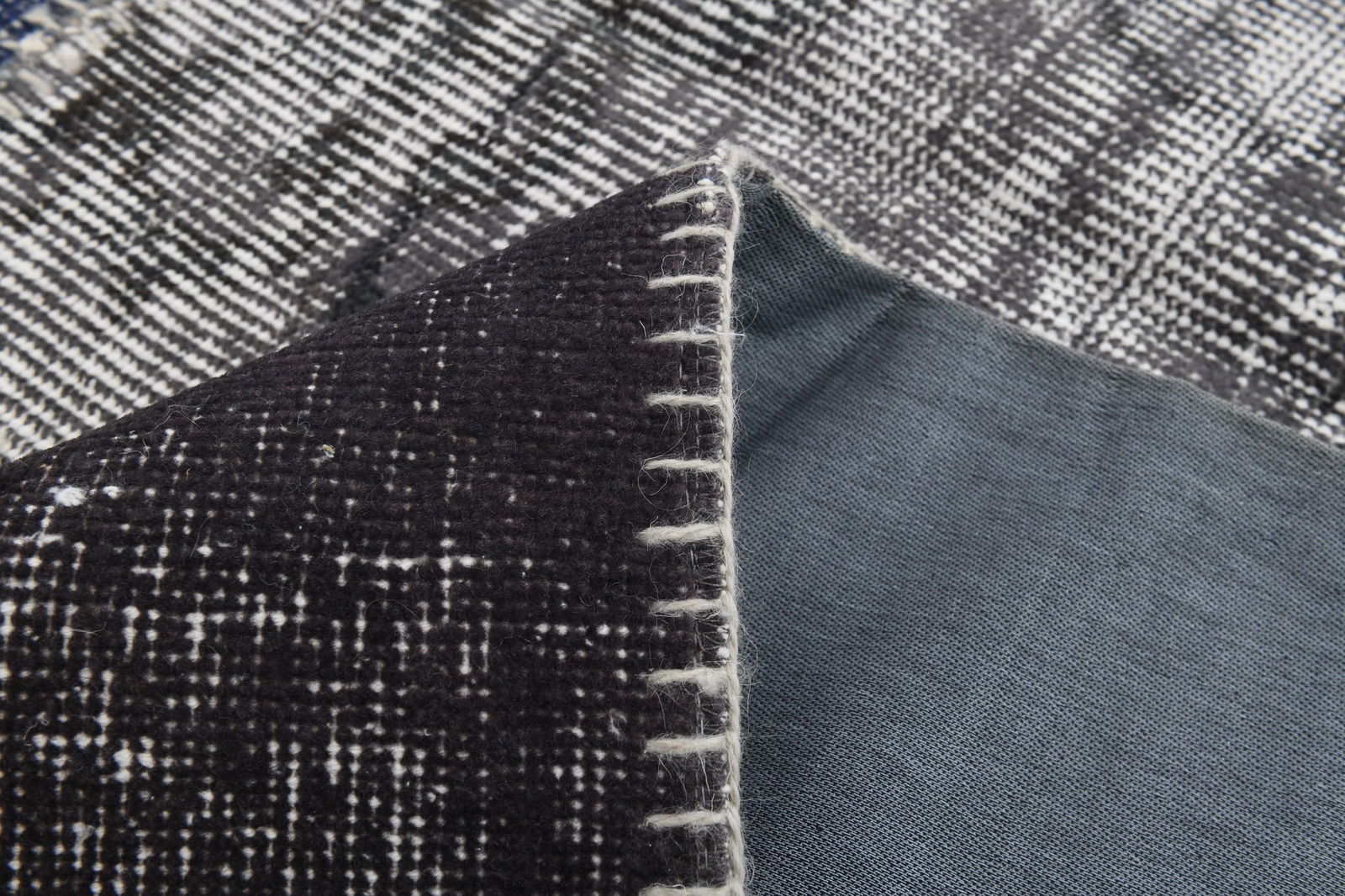 6'7'' x 10'1'' Handmade Vintage Wool Patchwork Rug - 314 - 17